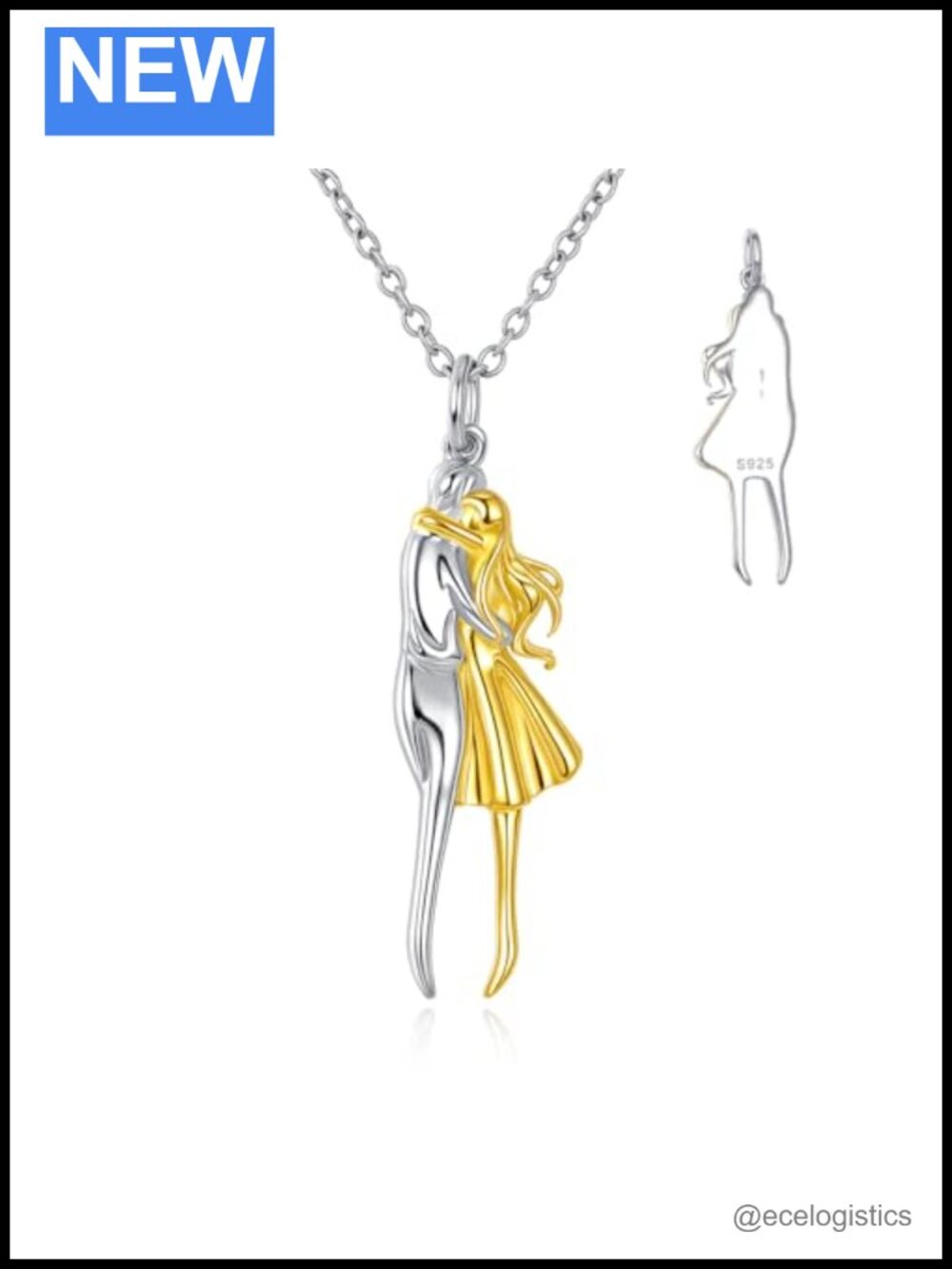 925 Sterling Silver Hug Pendant Necklace Adjustable Box Chain Anniversary
